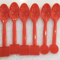 Plastic Spoon with Shape 6pcs Red