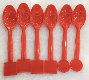 Plastic Spoon with Shape 6pcs Red