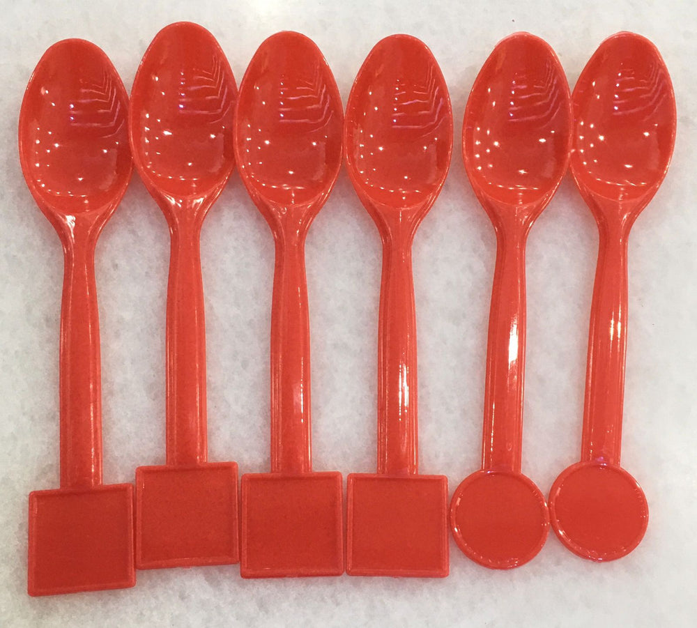 Plastic Spoon with Shape 6pcs Red