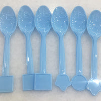 Plastic Spoon with Shape 6pcs Pastel Blue
