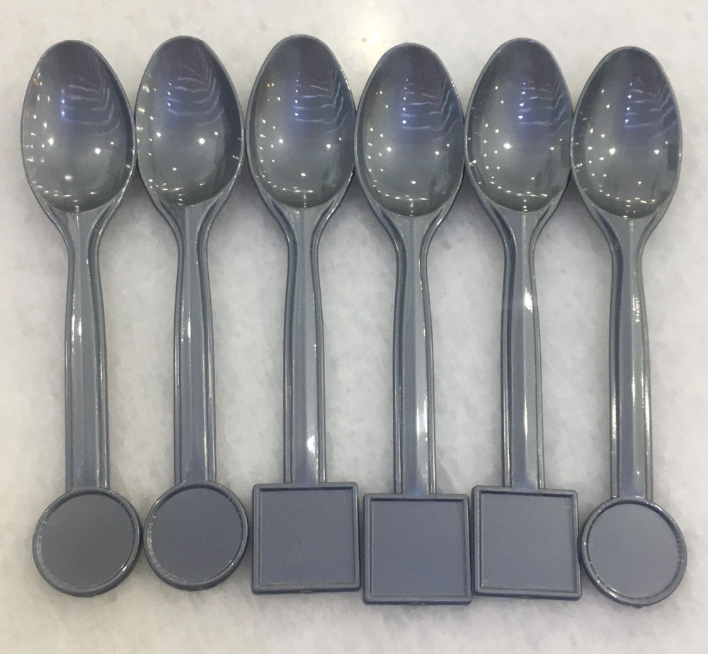 Plastic Spoon with Shape 6pcs Silver
