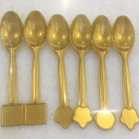 Plastic Spoon with Shape 6pcs Gold