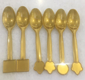 Plastic Spoon with Shape 6pcs Gold