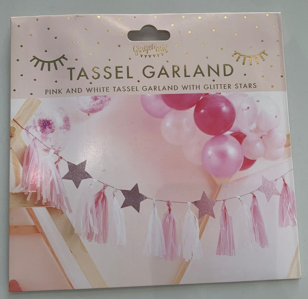 Pink & White Tassel Garland