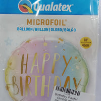 Happy Birthday Pastel Ombre and Stars ( Foil Round Balloons )