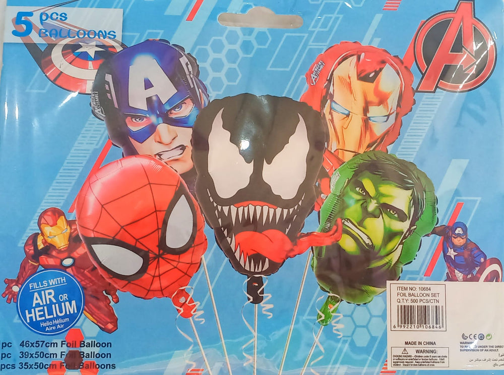 Avengers Head Foil Balloon Set 5pcs