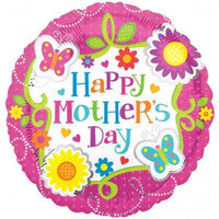 Happy Mother Day Butterflies & Flowers Balloon 28In