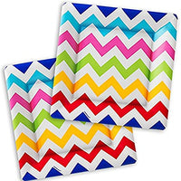 Bright Chevron Square Plates 7" 18Pcs