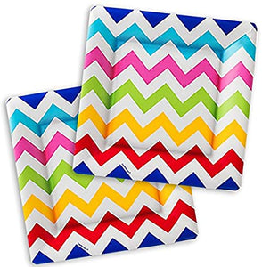 Bright Chevron Square Plates 10" 18Pcs