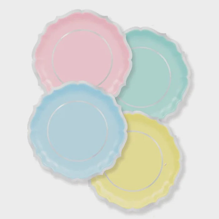 Pretty Pastels Ornate Shaped Paper Plates 10.50in, 8pcs