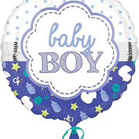 Baby Boy Scallop Foil Balloon 18"