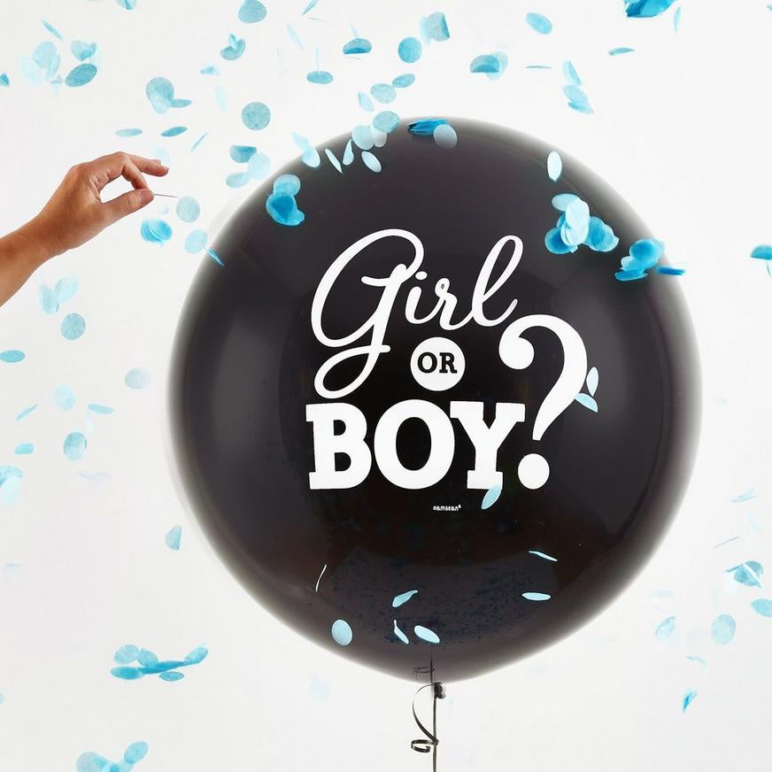 Boy Gender Reveal Confetti Latex Balloon 24In
