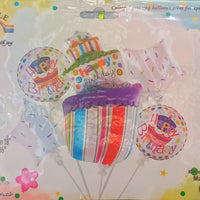 Happy Birthday Cake Foil Balloon Set 5pcs