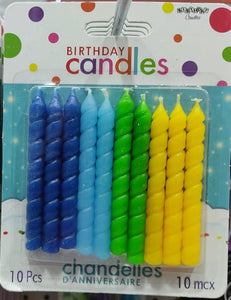 Plain Candles Blue Yellow Green Dark Blue