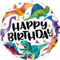 Bday Colorful Dinosaurs ( Foil Round Balloon )