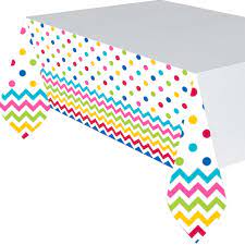 Rainbow Chevron Plastic Tablecover